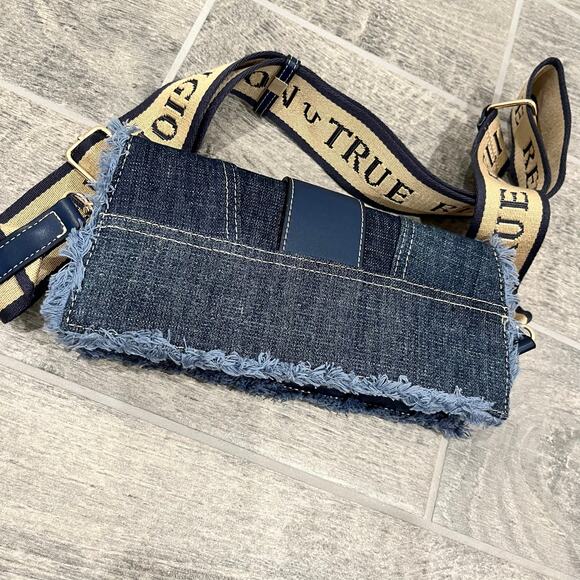 True Religion: Women's Y2K Frayed Denim Crossbody Adjustable Shoulder Bag - Picture 13 of 13